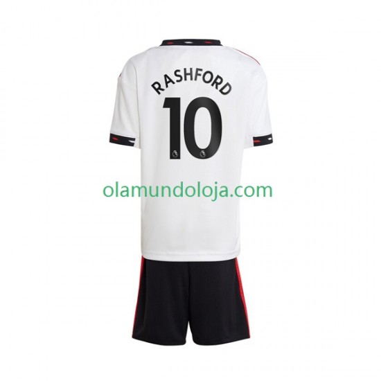 Camisola Manchester United Rashford 10 Criança Equipamento Segundo 2022-2023 Manga Curta